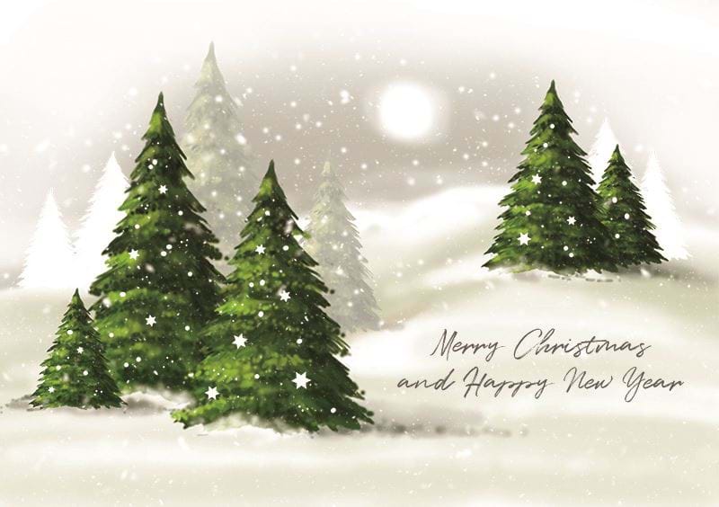 Winter Firs Personalised Christmas Card