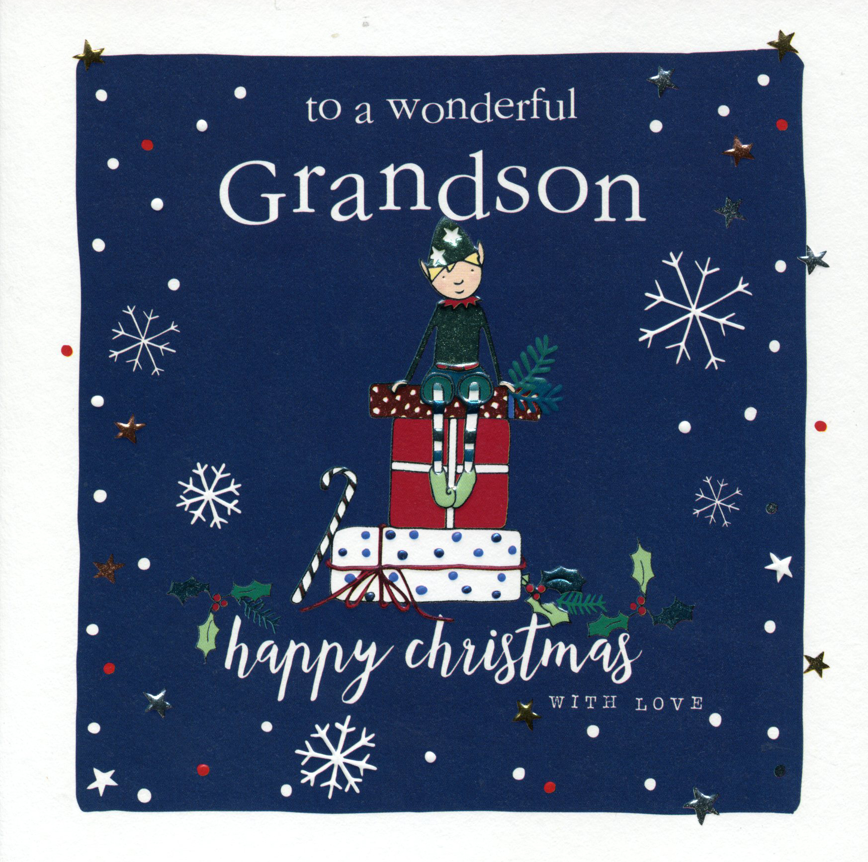 Elf Grandson Christmas Card