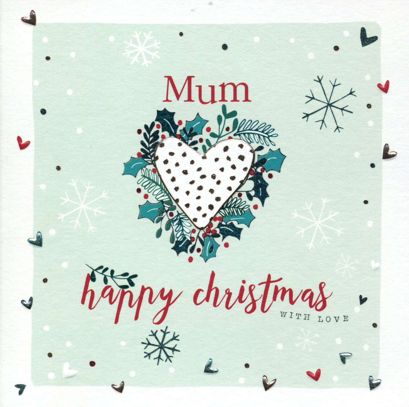 Heart Wreath Mum Christmas Card
