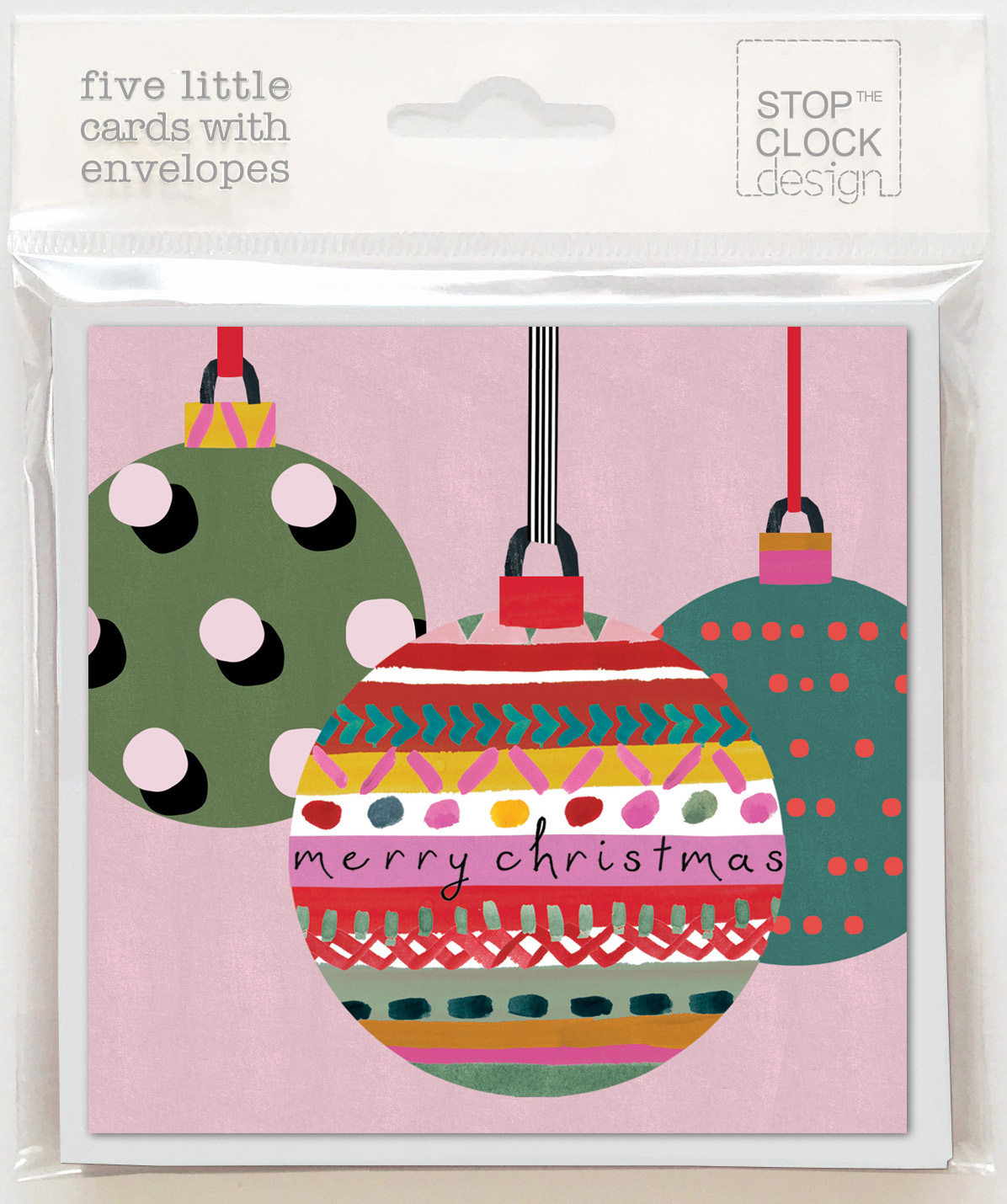 Festive Baubles Christmas Card Pack (5)