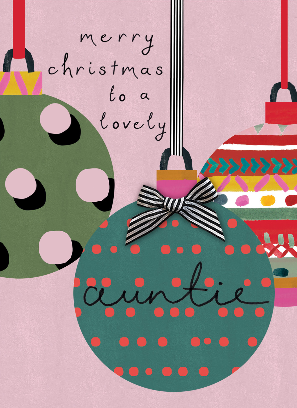 Baubles Auntie Christmas Card