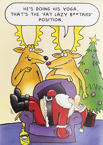 Santa Doing Yoga Funny Christmas Card