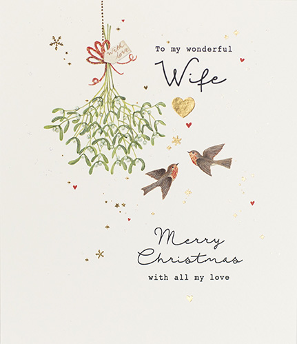 Mistletoe Robins Wife Christmas Card