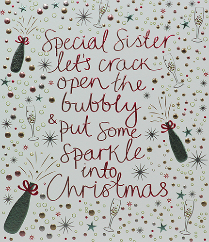 Crack Open the Bubbly Sister Christmas Card
