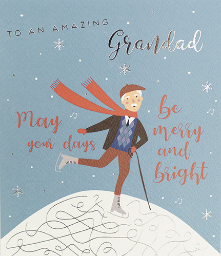 Ice Skating Grandad Christmas Card