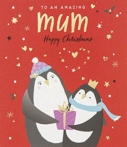 Penguins Mum Christmas Card