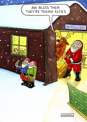 Taking Elfies Funny Christmas Card