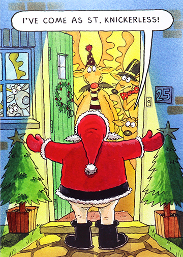 St Knickerless Funny Christmas Card