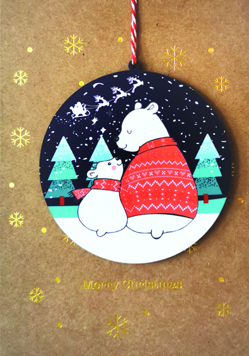 Polar Bears Bauble Christmas Card