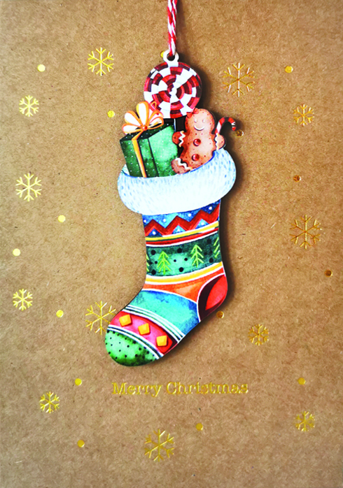 Stocking Bauble Christmas Card