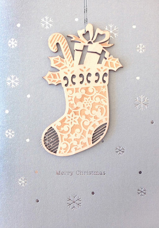 Silver Stocking Bauble Christmas Card