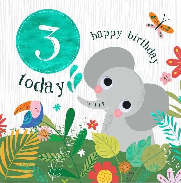 Little Elephant 3rd Birthday Card