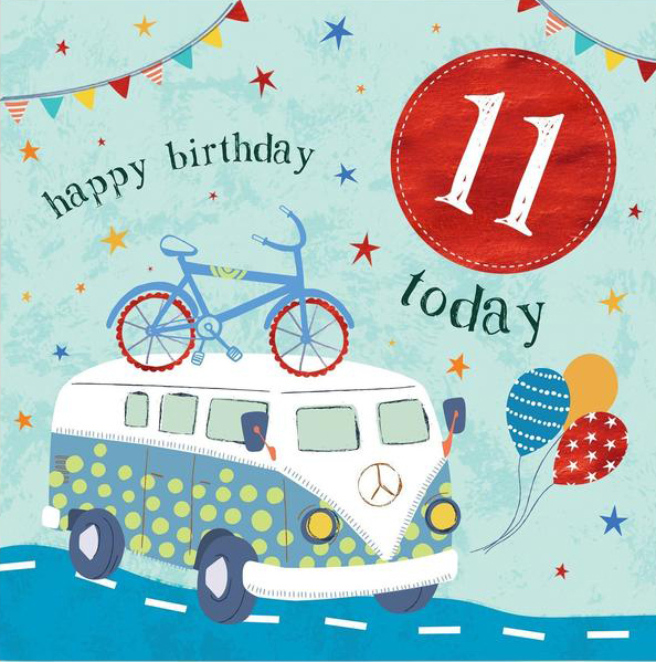 Camper Van 11th Birthday Card