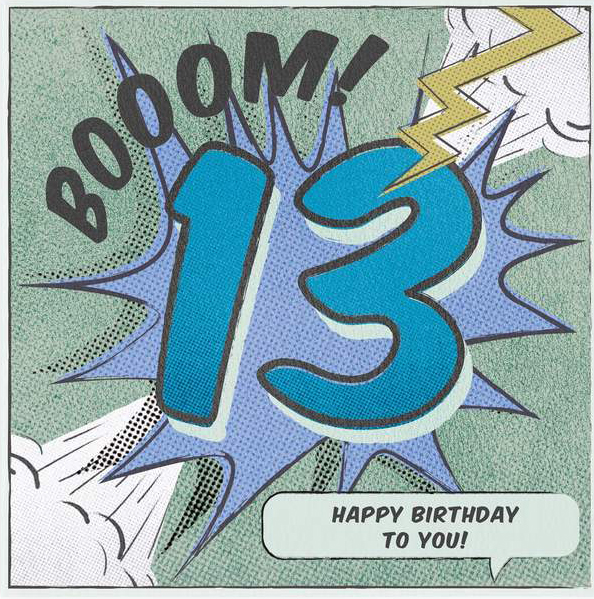 Booom! 13th Birthday Card
