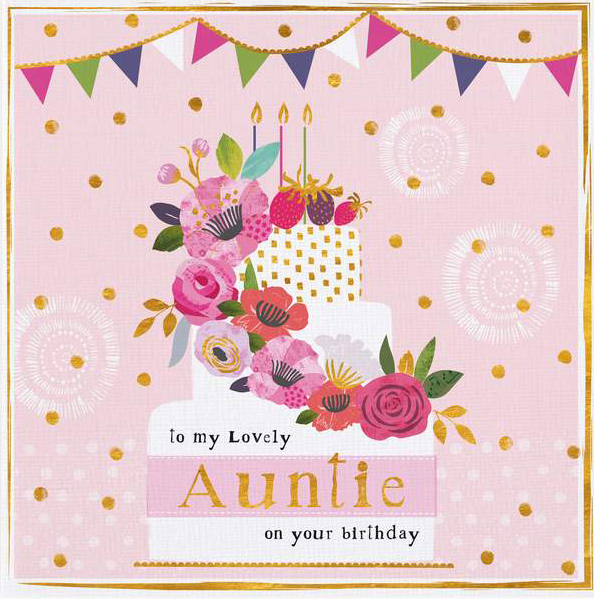 Floral Cake Auntie Birthday Card
