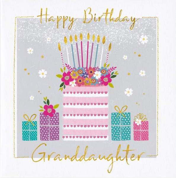 Floral Cake Granddaughter Birthday Card