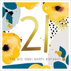 Yellow Poppies 21st Birthday Card