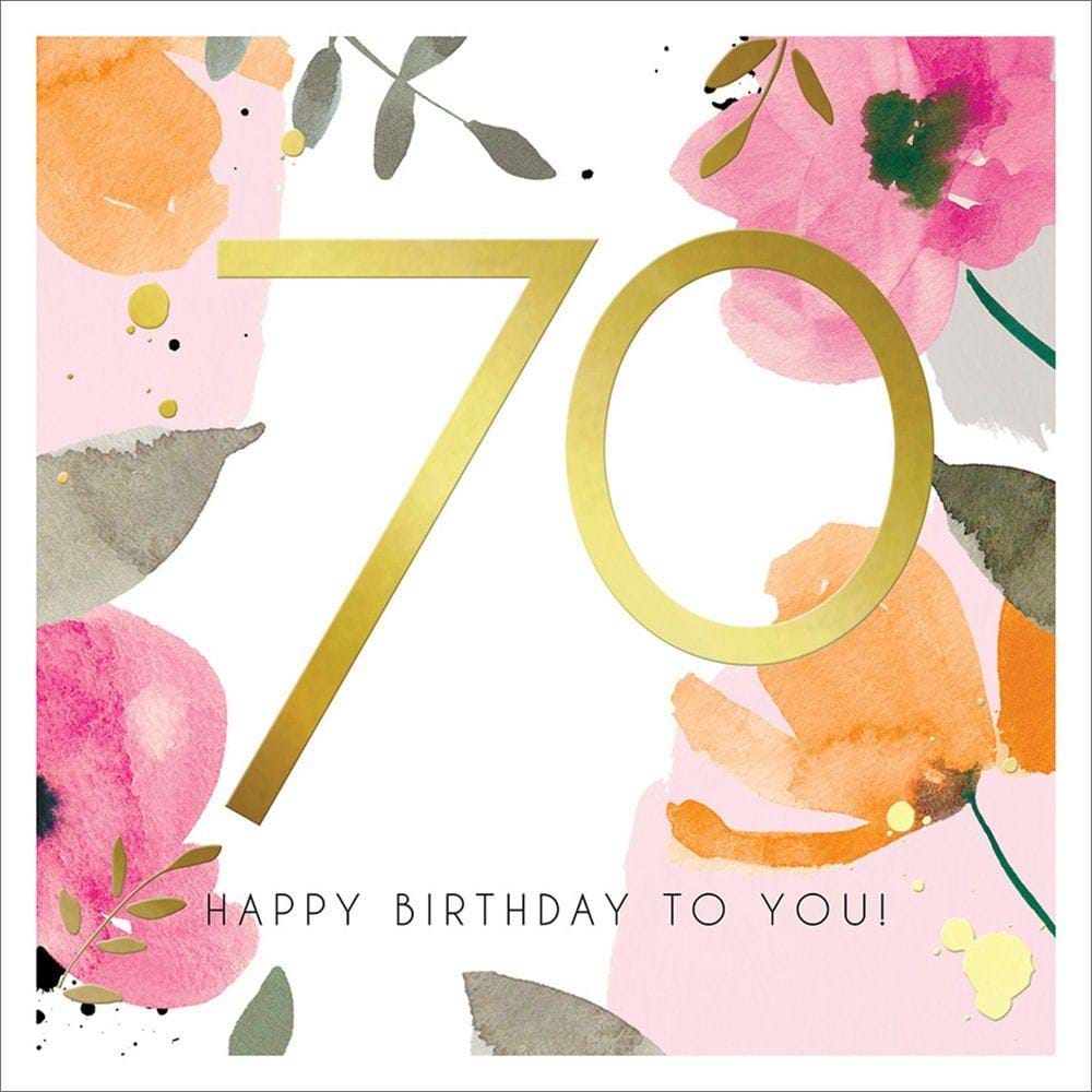 Pink Poppies 70th Birthday Card