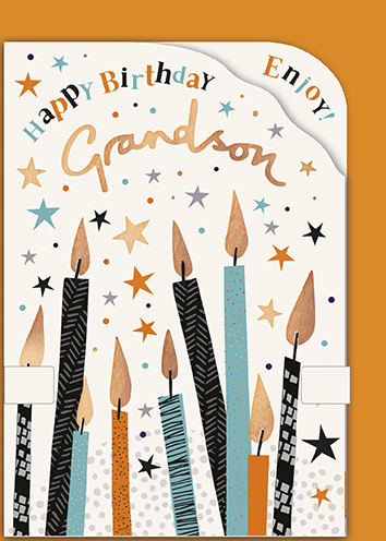 Candles Pop Out Grandson Birthday Card