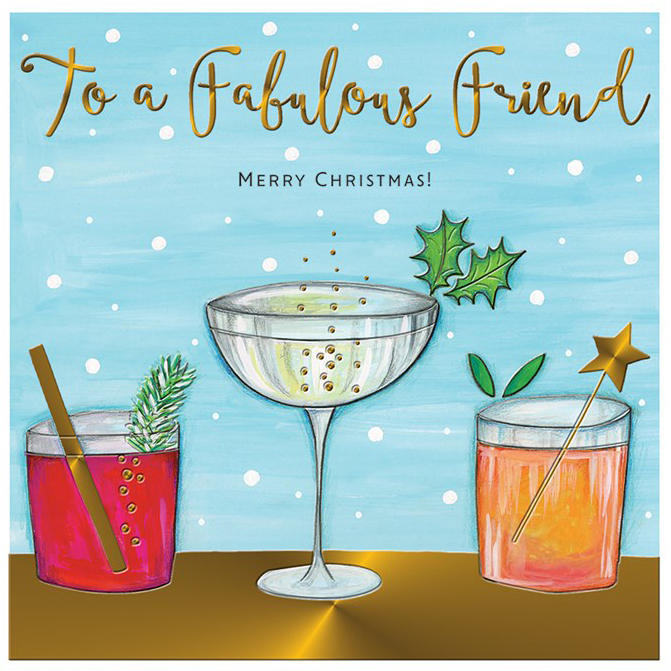 Cocktails Fabulous Friend Christmas Card