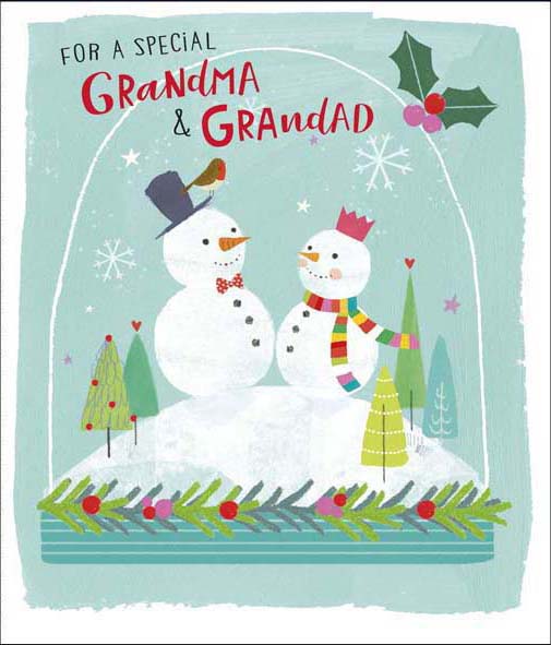 Snowmen Grandma and Grandad Christmas Card