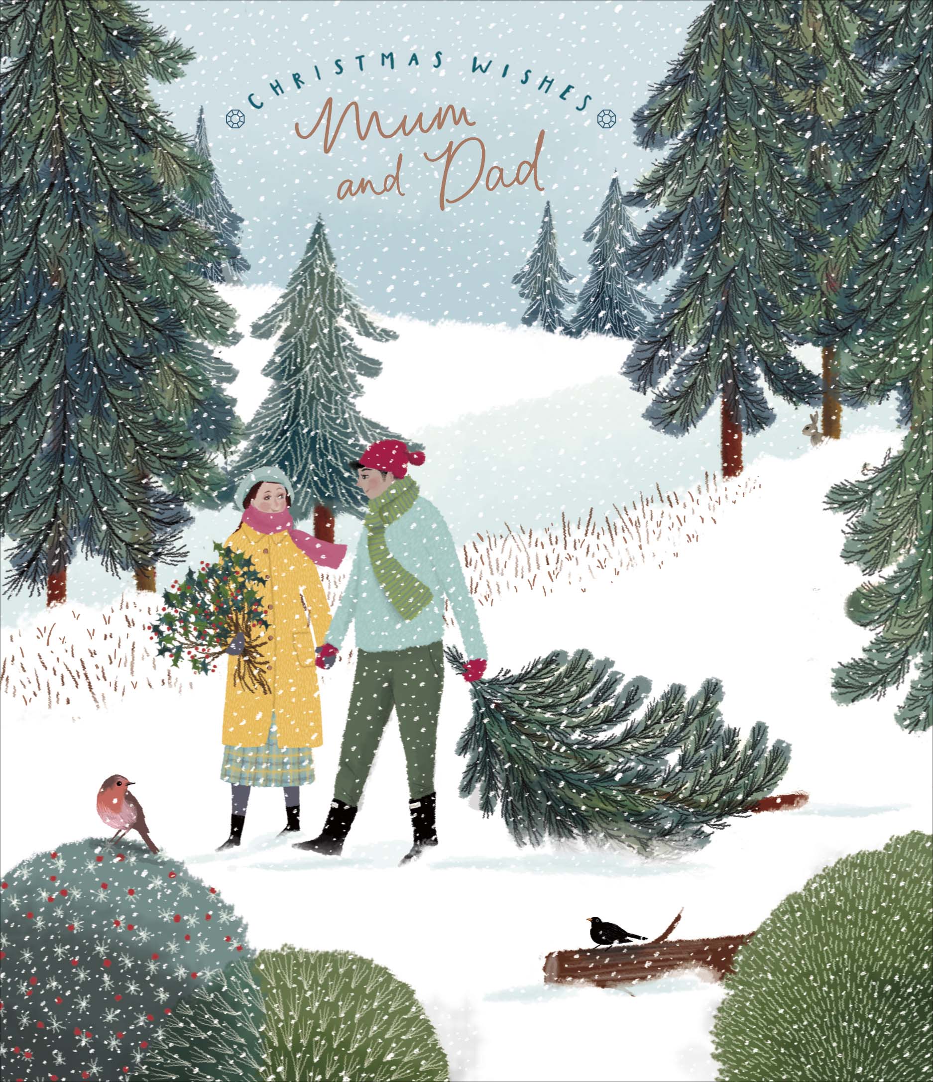 Fetching the Tree Mum and Dad Christmas Card