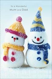 Snowmen Mum and Dad Christmas Card