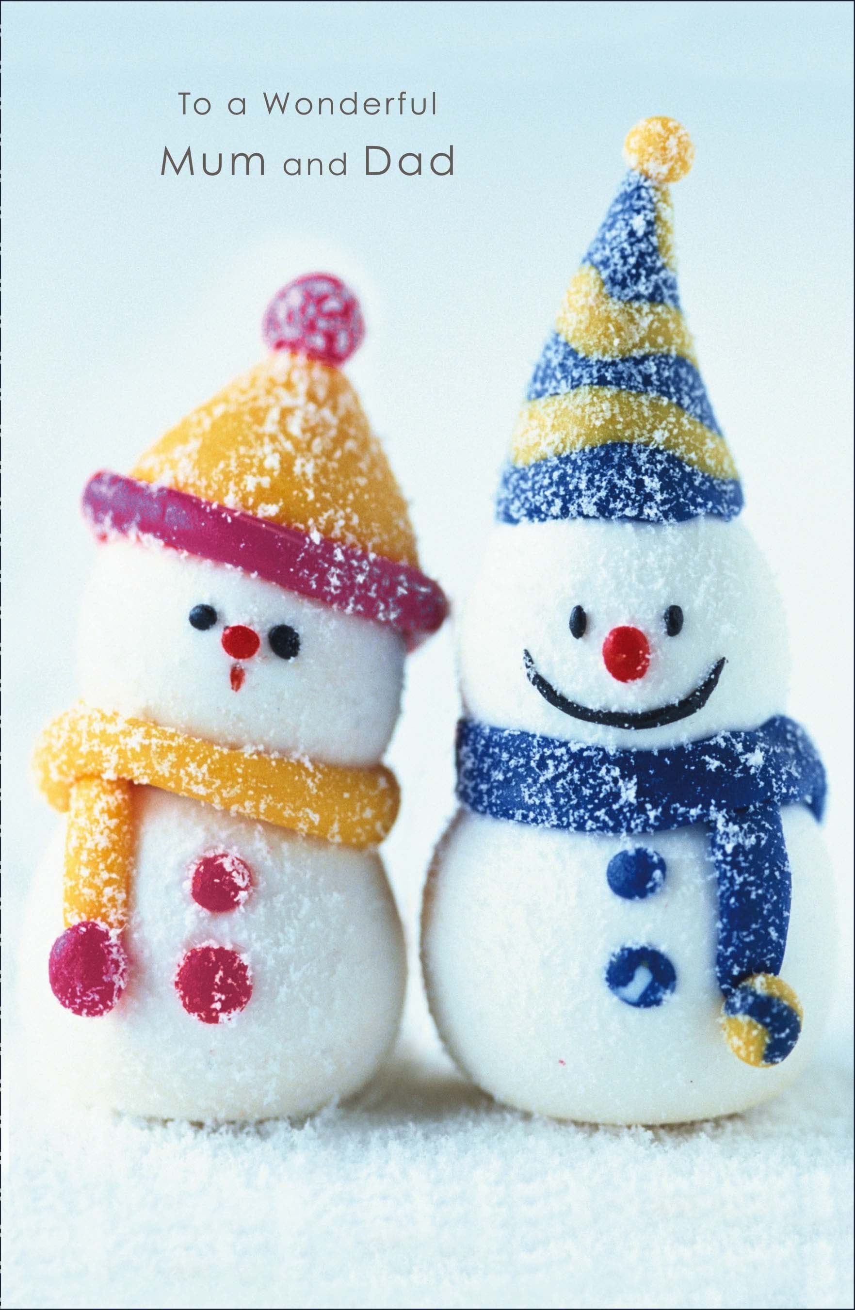 Snowmen Mum and Dad Christmas Card
