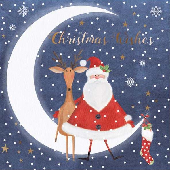 Moonlight Santa Christmas Card