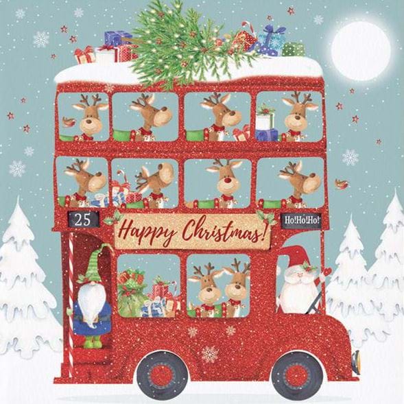 Red Bus Christmas Card