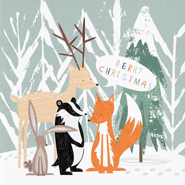 Woodland Animals Christmas Card