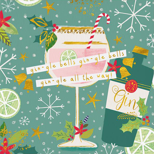 Festive Pink Gin Christmas Card