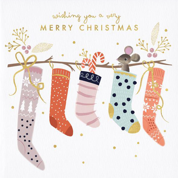 Festive Stockings Christmas Card