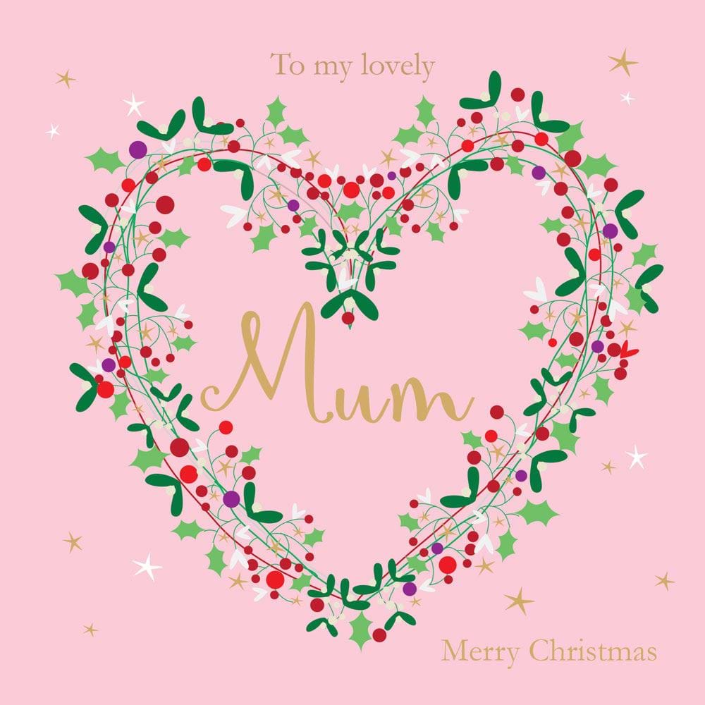 Heart Wreath Mum Christmas Card