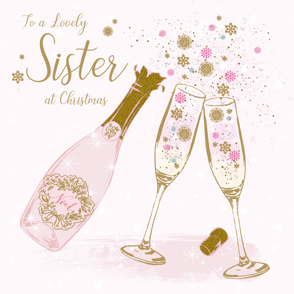 Festive Bubbly Sister Christmas Card