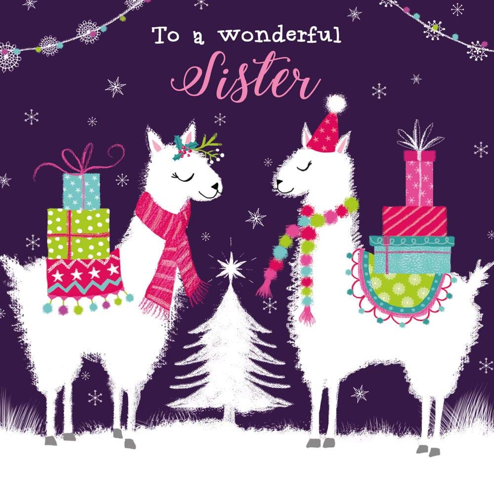 Llama Sister Christmas Card