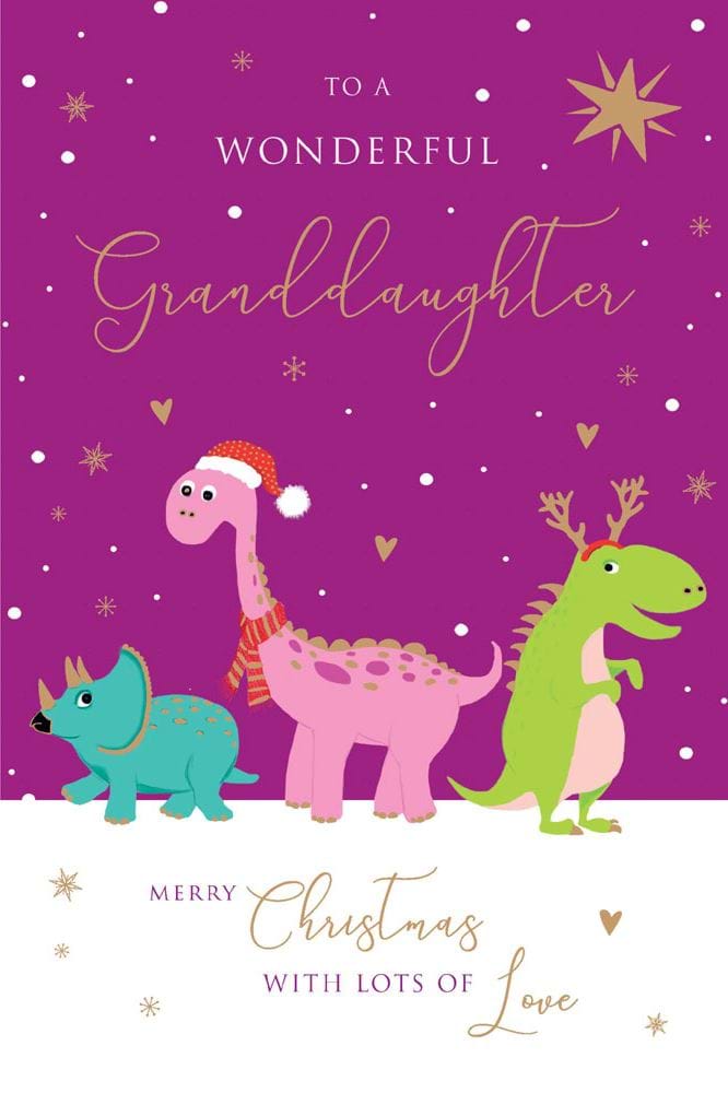 Dinosaurs Granddaughter Christmas Card