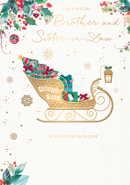 Santa's Sleigh Brother and Sister in Law Christmas Card