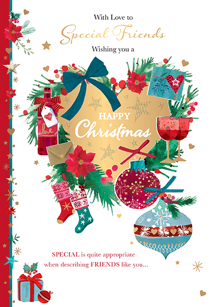 Heart Wreath Special Friends Christmas Card