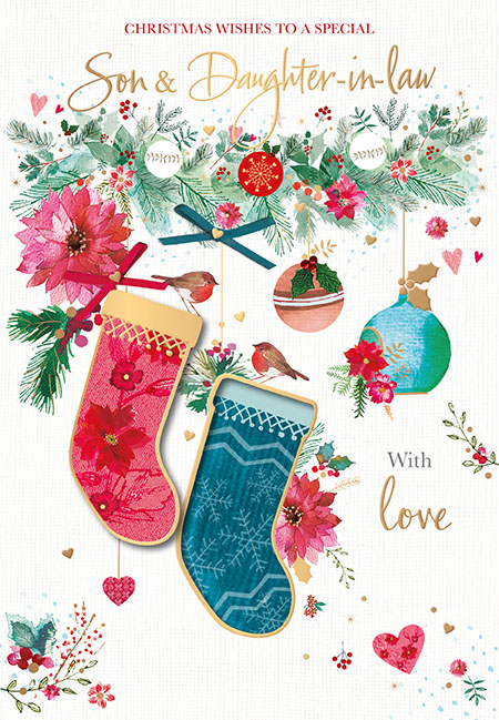 Stockings Son and Daughter in Law Christmas Card