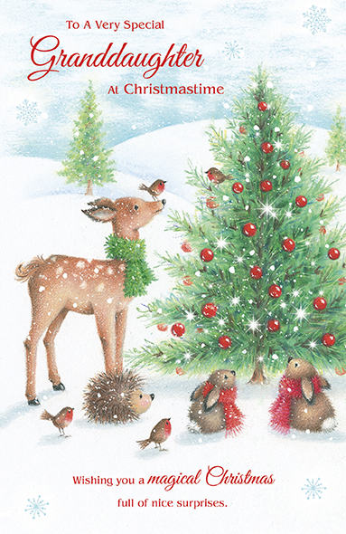 Woodland Animals Granddaughter Christmas Card