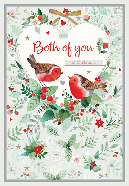 Robins and Berries Both of You Christmas Card