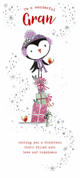 Cosy Penguin Gran Christmas Card