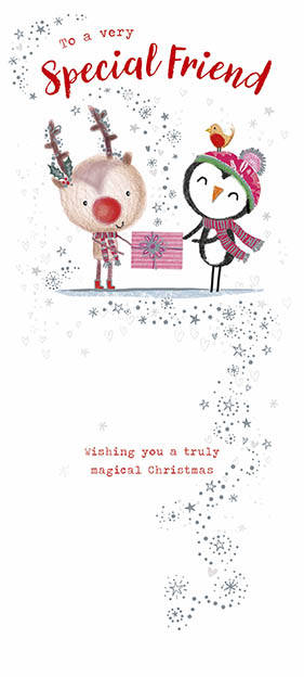 Deer and Penguin Special Friend Christmas Card