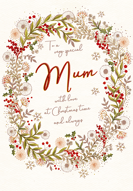 Berry Wreath Mum Christmas Card
