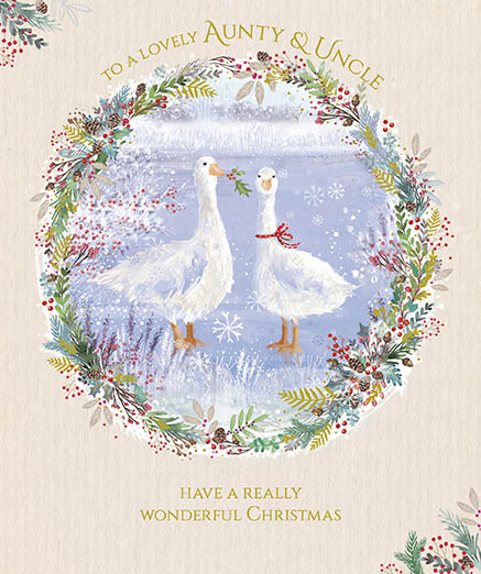 Geese Auntie and Uncle Christmas Card