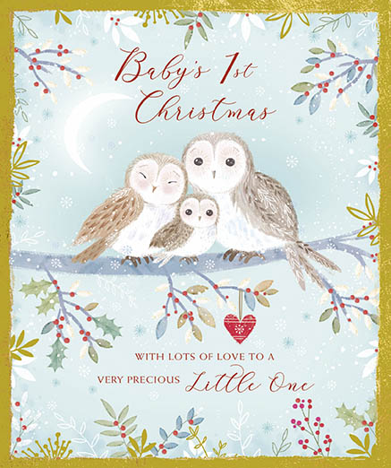 Little Owls Baby's 1st Christmas Card