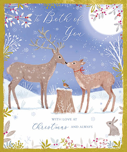 Deer Kiss Both of You Christmas Card
