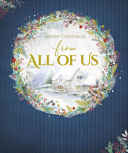 Snowy Cottage From All of Us Christmas Card