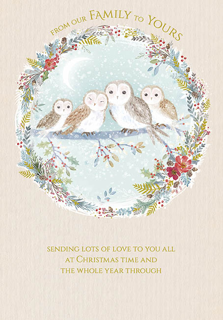 Owls From Our Family to Yours Christmas Card